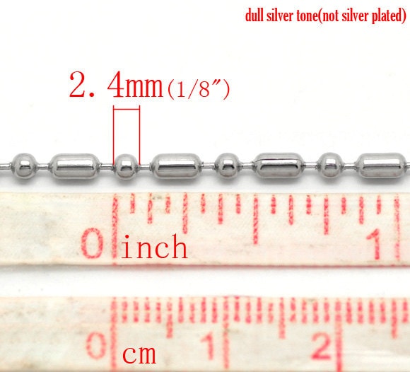 Custom Length Stainless Steel Ball Chain | 2.4mm | Bamboo Design | Bracelet Chain | Necklace Chain | Anklet Chain | Jewelry Chain