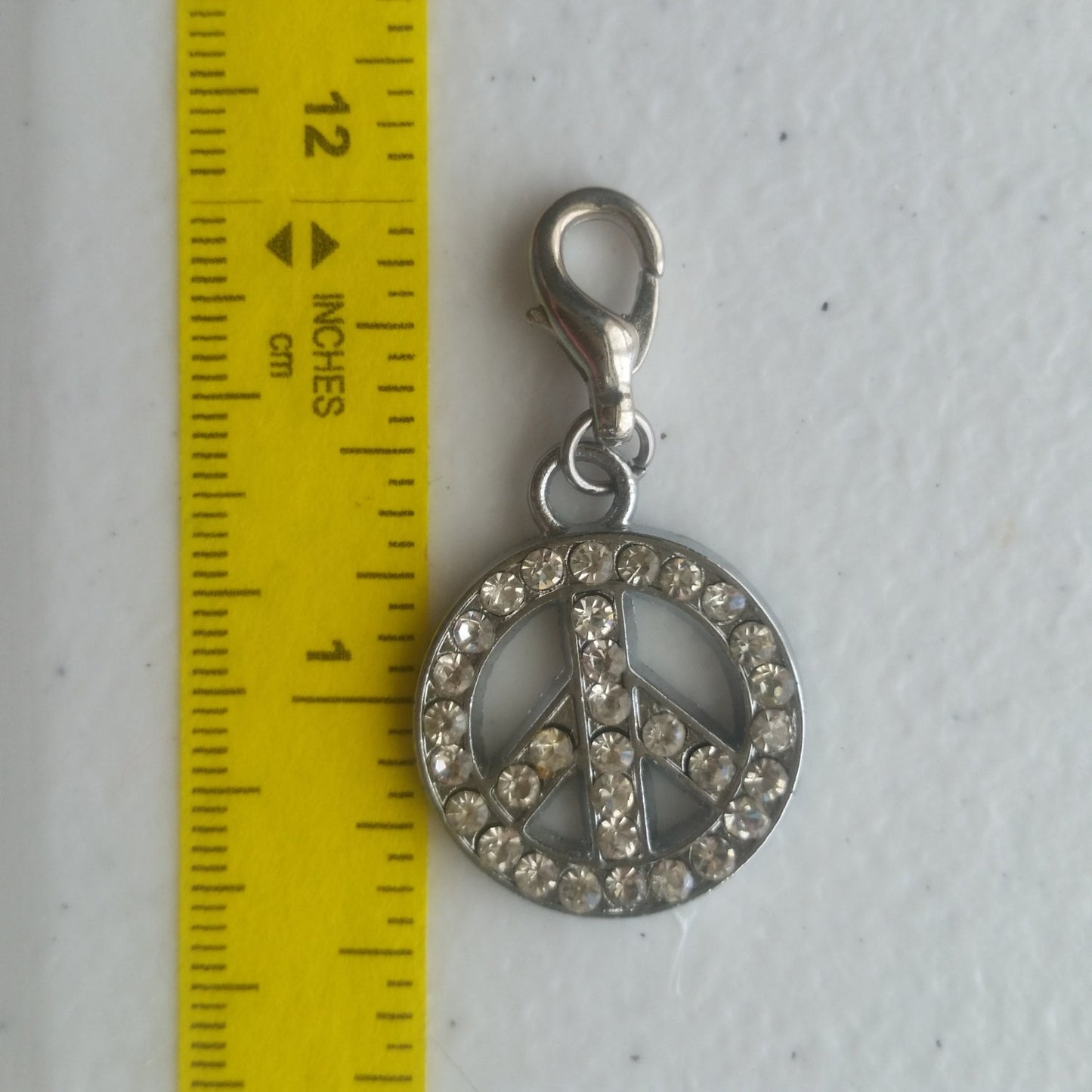 Petite Peace Rhinestone Charm - Clip-On - Ready to Wear