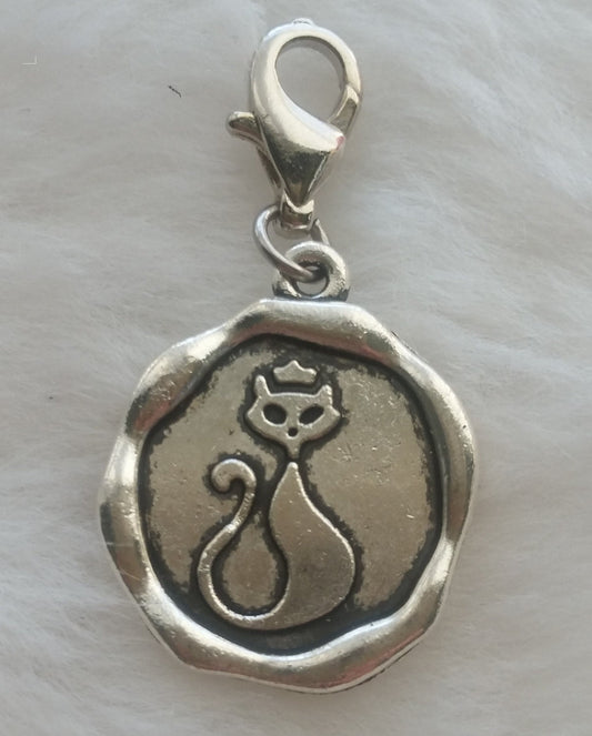 Kitty Charm | Stamped Kitty Charm | Cat Charm | Feline Charm | Kitty Cat Charm | Cat Jewelry