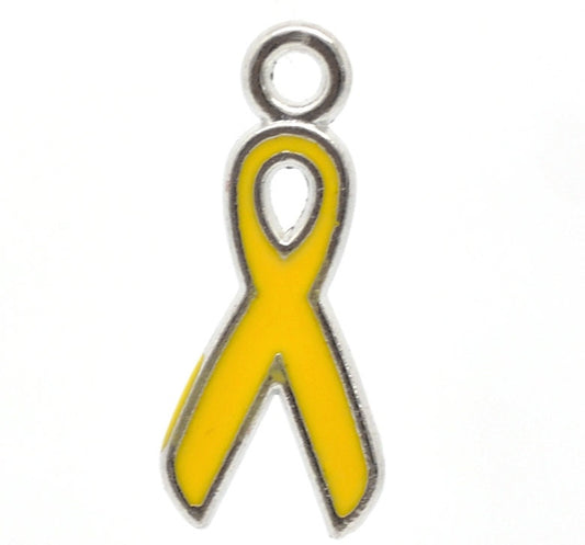 BULK Yellow Ribbon | Gold Ribbon Charms | Awareness Ribbon Charms | Pack of 20