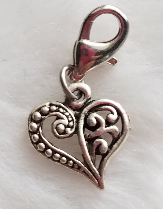 Cupid Heart Charm | Love Charm | Ornate Heart Charm | Clip On Charm | Valentine Gift