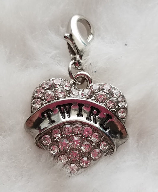 Rhinestone Heart Twirl Charm | Twirling Charm | Baton Twirling Charm | Love Twirling | Chicks with Sticks