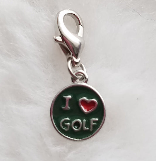 I Love Golf Charm | Golf Jewelry | Golf Pendant | Golfer Gift | Gift for Golfer