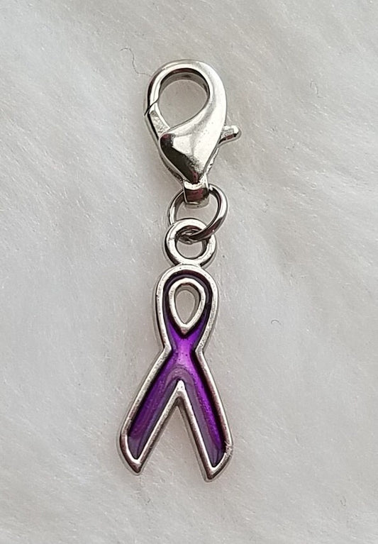 Purple Ribbon Charm | Awareness Ribbon Charm | Purple Ribbon Jewelry | Cancer Charm | Cancer Awareness