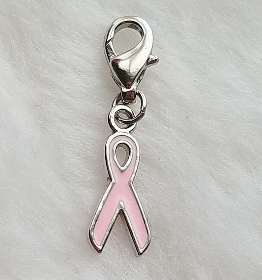 Pink Breast Cancer Ribbon Charm | Breast Cancer Awareness Charm | Breast Cancer Jewelry - Survivor Jewelry