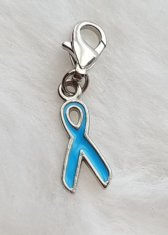 Aqua Ribbon Charm | Baby Blue Ribbon Charm | Blue Awareness Ribbon Charm