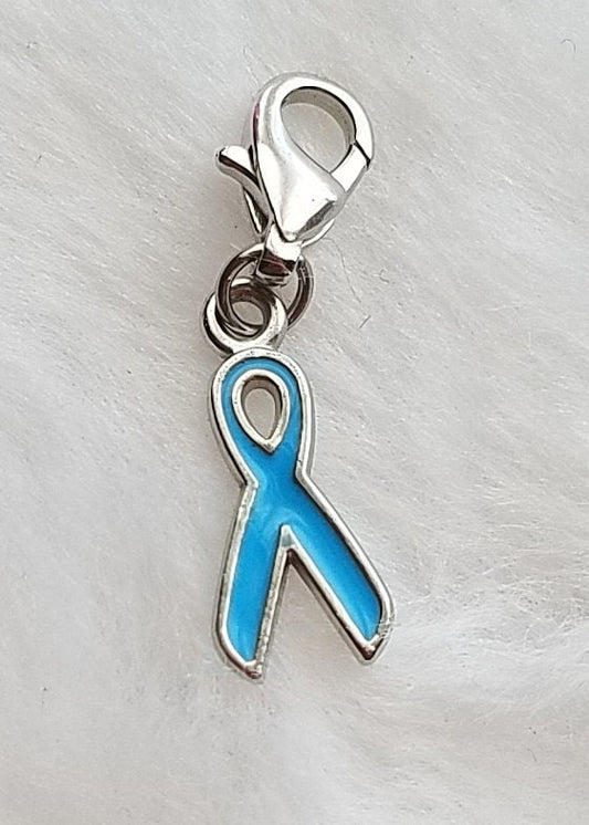 Aqua Ribbon Charm | Baby Blue Ribbon Charm | Blue Awareness Ribbon Charm