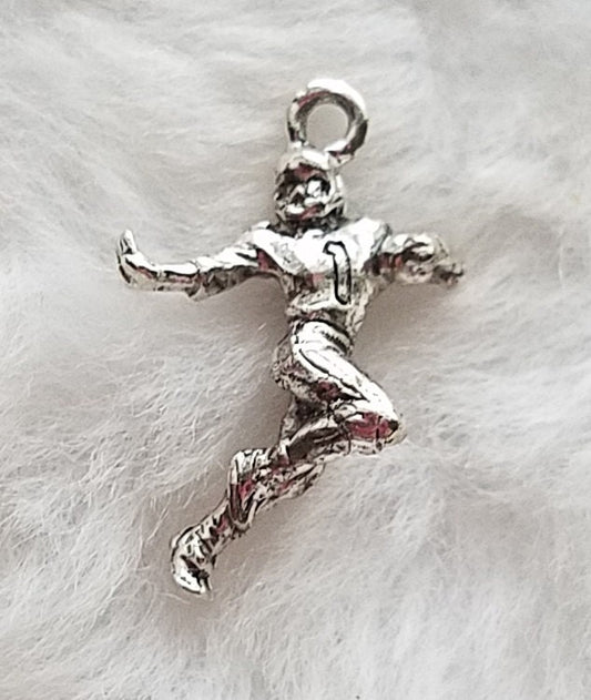 Football Player Charm | Football Player Jewelry | Football Jewelry | Football Mom Gift | Sterling Silver Plated Pewter