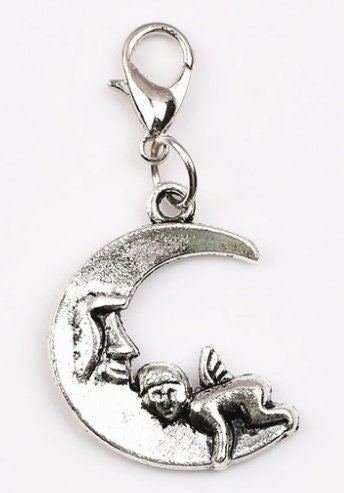 Angel On Moon Charm | Celestial Charm | Angel Charm | Moon Charm