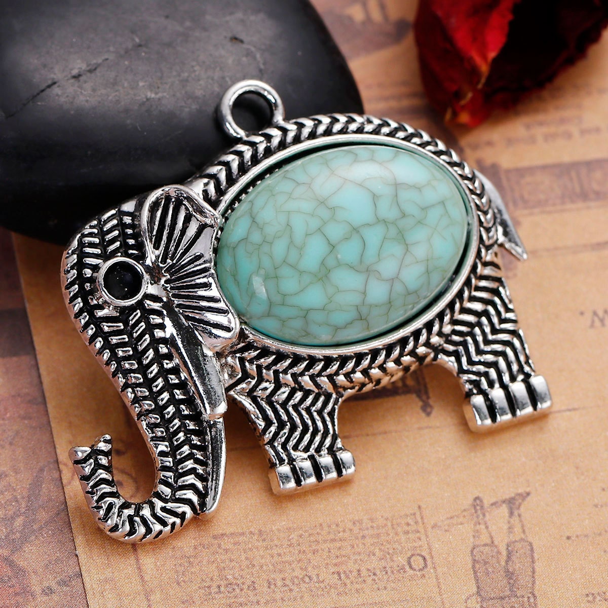 Elephant Pendant | Elephant Jewelry | Turquoise Elephant | Gift for Elephant Collector | Elephant Lover Gift