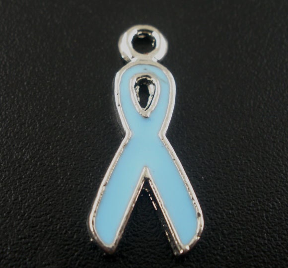 Aqua Ribbon Charm | Baby Blue Ribbon Charm | Blue Awareness Ribbon Charm