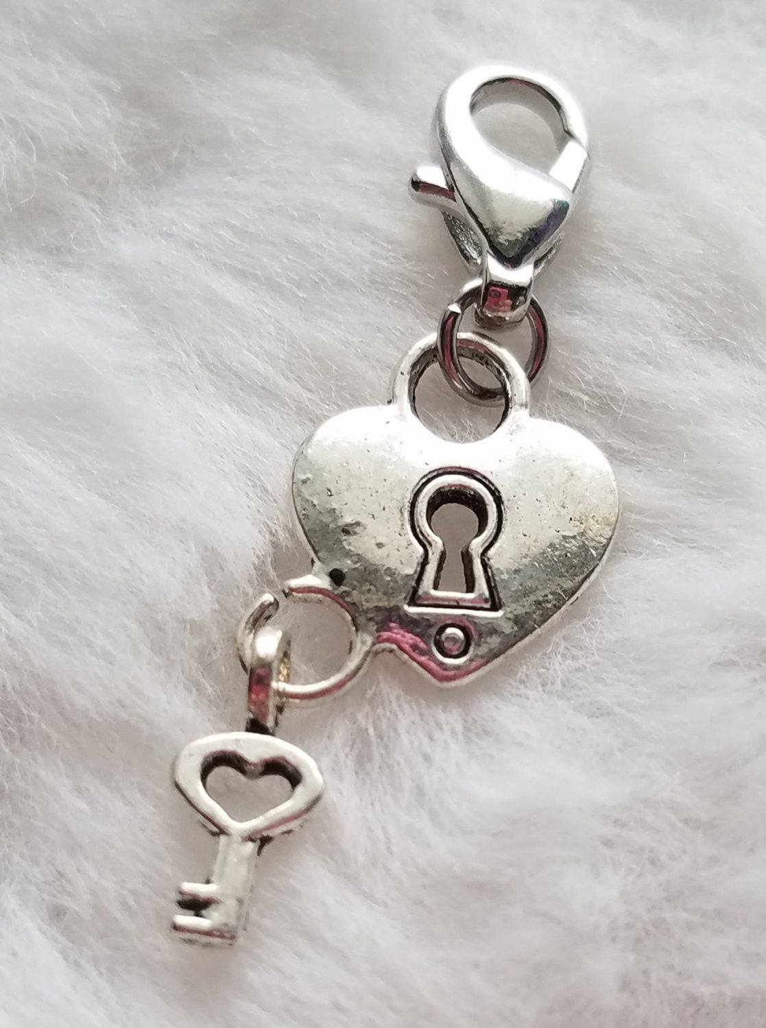 Heart Lock & Key Charm | Love Jewelry | Heart Lock Key Jewelry | Gift for Love