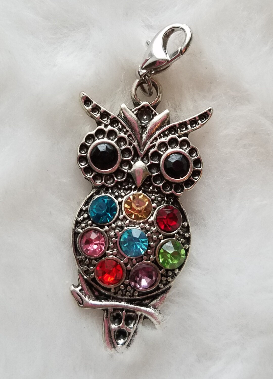 Colorful Rhinestone Owl Pendant | Great Teacher Gift