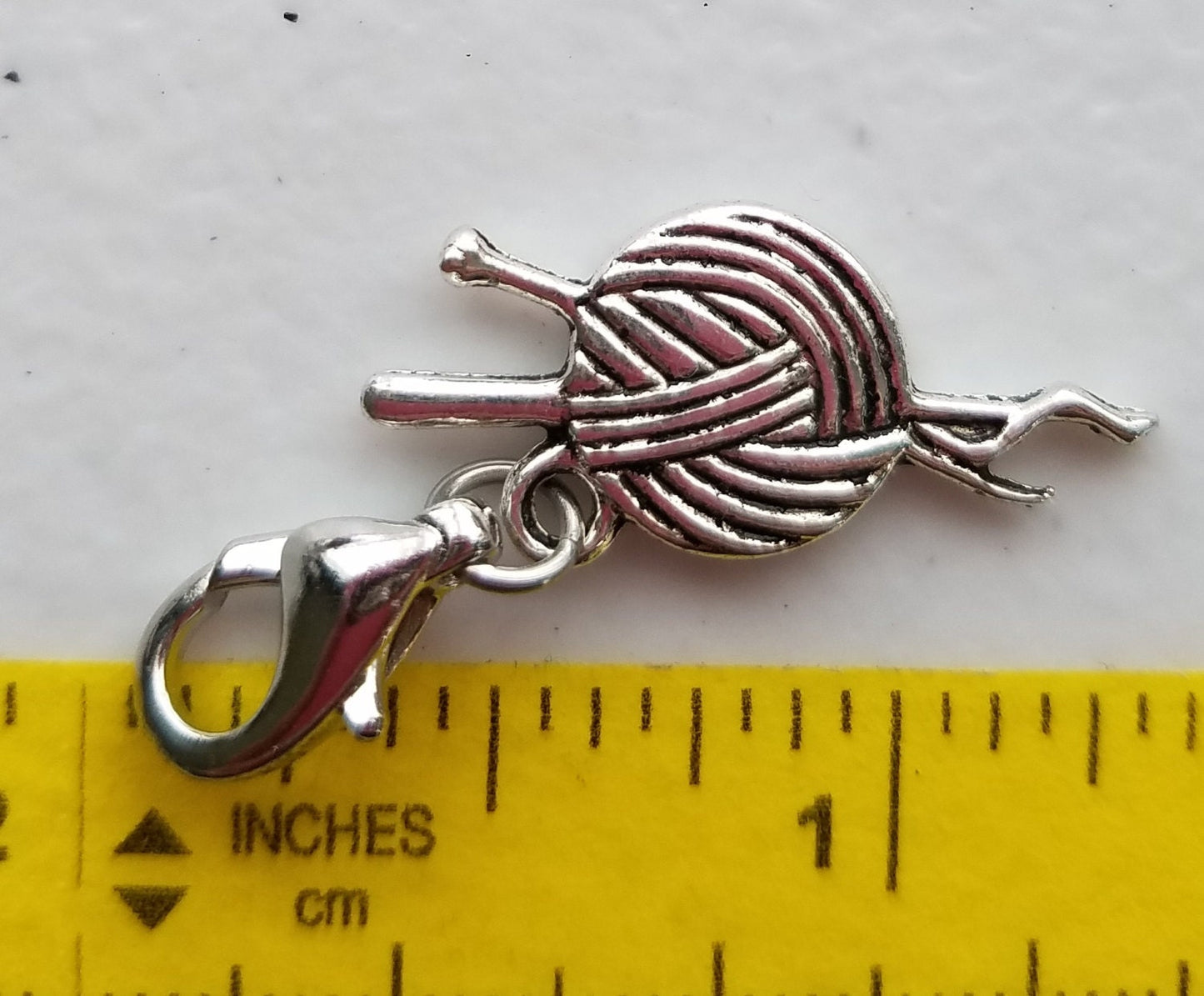 Knitting Needles Charm | Knitting Charm | Knitting Jewelry | Yarn Craft Jewelry | Ball of Yarn Charm