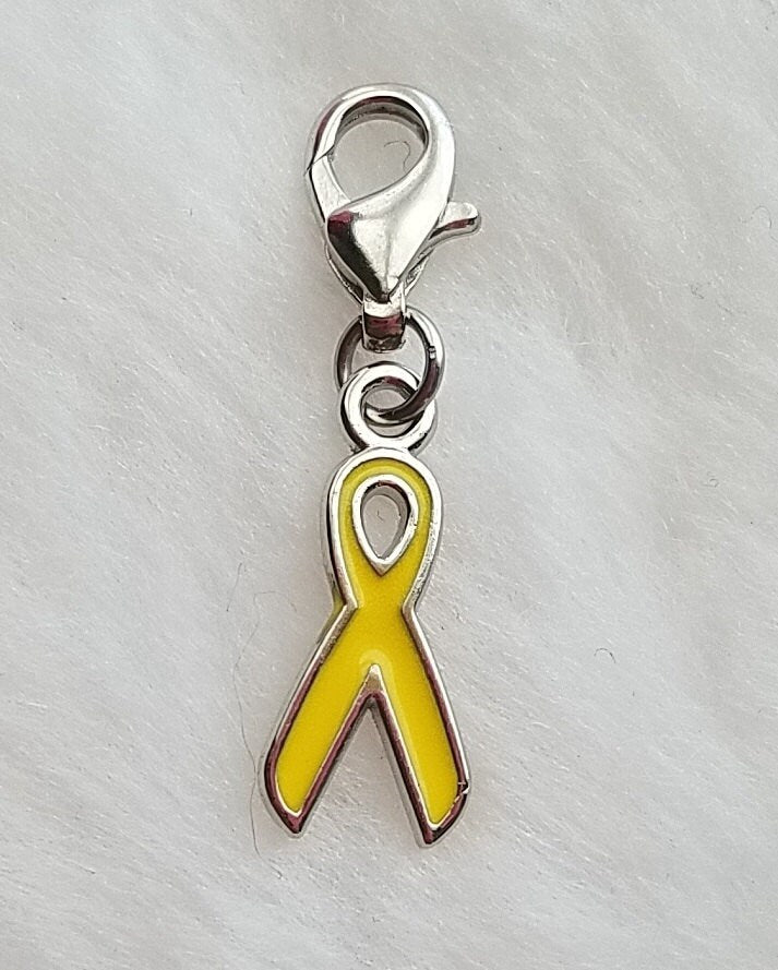 Yellow Awareness Ribbon Charm | Gold Awareness Ribbon Charm | Military Support Ribbon | Yellow Ribbon Charm