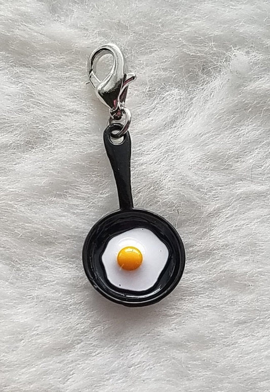 Egg in Frying Pan Charm | Over Easy Egg Charm | Food Jewelry | Food Charm | Cook Gift | Kitchen Charm