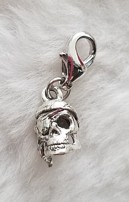 Pirate Charm | Pirate Skull Charm | Pirate Jewelry | Sterling Silver Plated Pewter