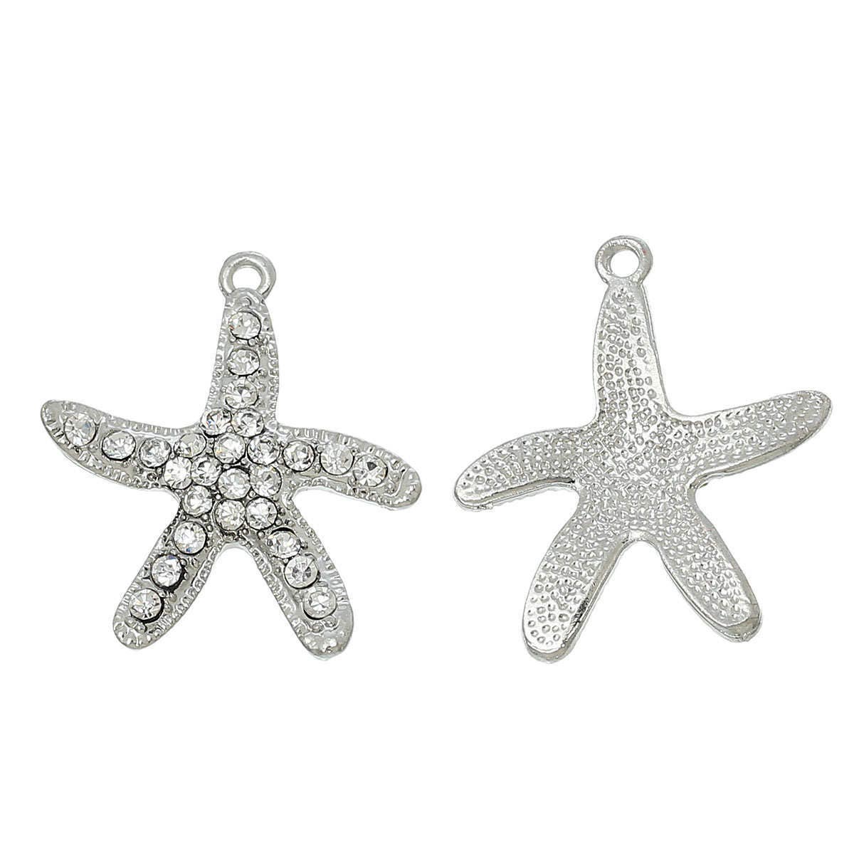 Starfish Charm | Rhinestone Starfish | Starfish Jewelry | Starfish Pendant | Mermaid Charm | Clip On Charm | Charm for Bracelet