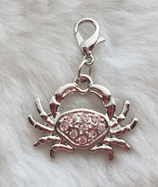 Crab Charm | Rhinestone Crab Charm | Bling Crab Charm | Crab Jewelry | Crab Pendant | Charm for Bracelet | Clip On Charm