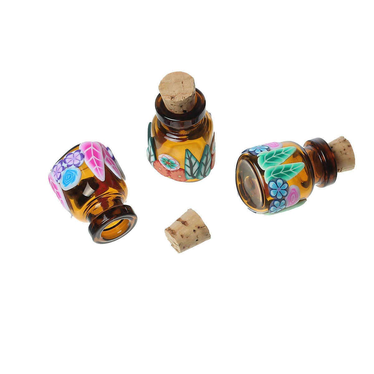 Tiny Glass Bottles | Dia de Los Muertos Shrine Supplies | Assemblage Supply | Craft Supply | Embellished Bottles