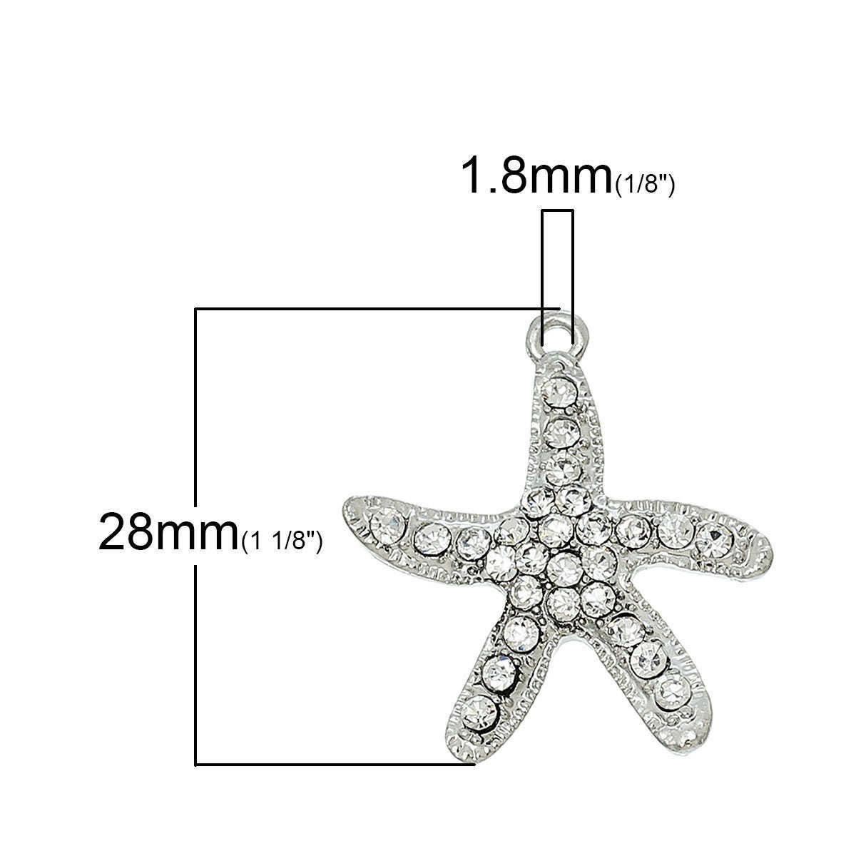 Starfish Charm | Rhinestone Starfish | Starfish Jewelry | Starfish Pendant | Mermaid Charm | Clip On Charm | Charm for Bracelet