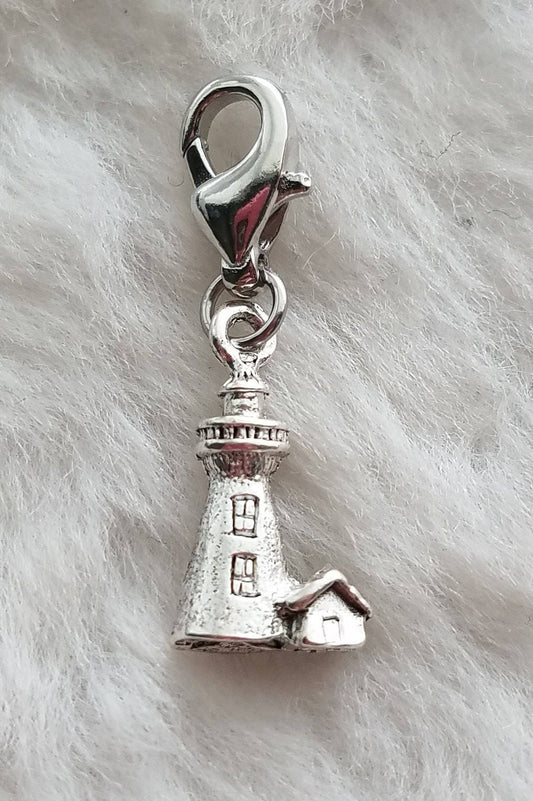 Lighthouse Charm | Lighthouse Jewelry | Nautical Jewelry | Sterling Silver Plated Pewter