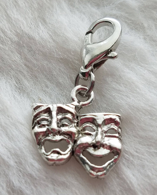 Drama Mask Charm | Drama Charm | Acting Charm | Actor Gift | Actress Gift | Sterling Silver Plated Pewter