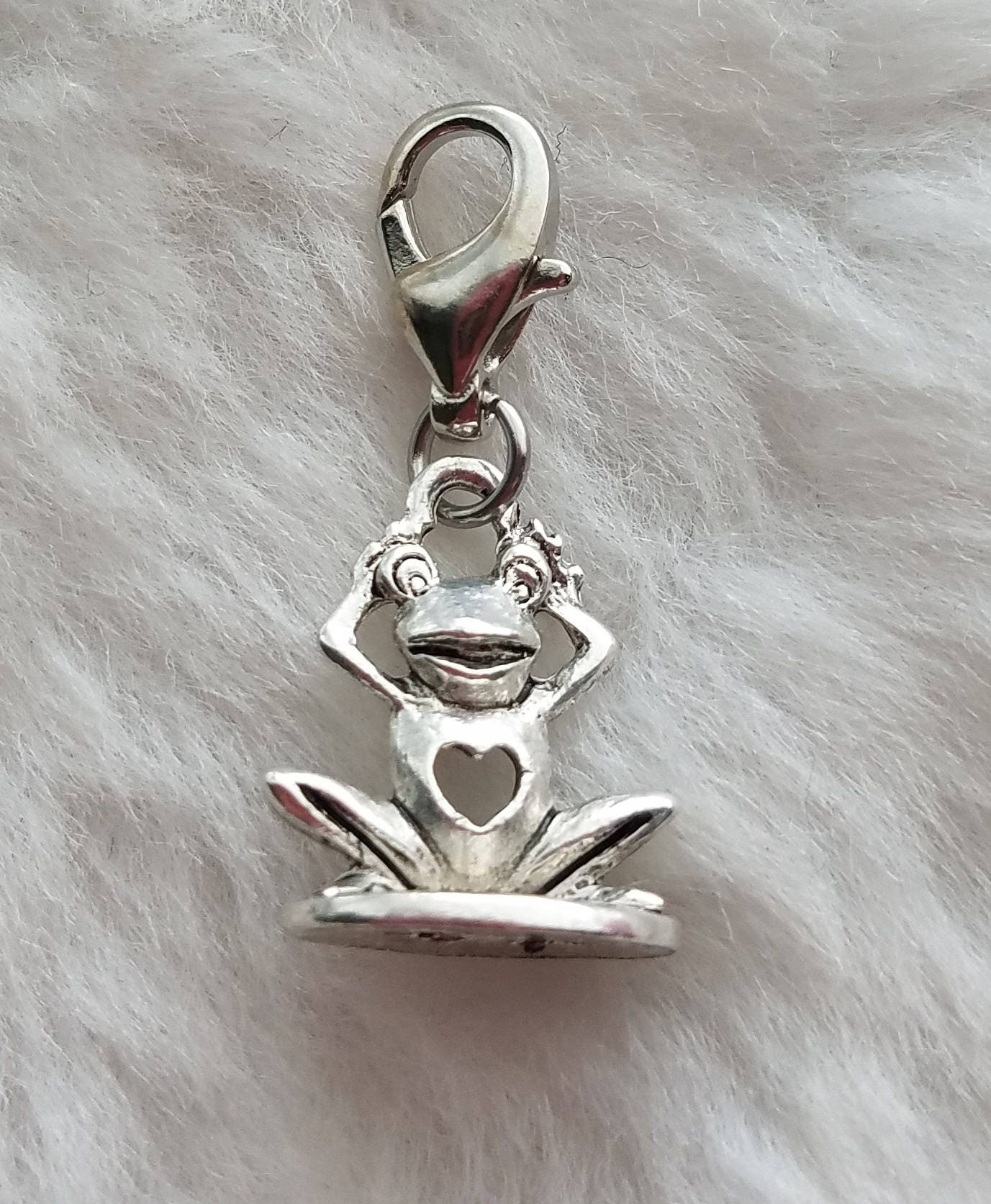 Frog Love Charm | Frog Charm | Frog Jewelry | Sterling Silver Plated Pewter | Toad Charm | Toad Jewelry