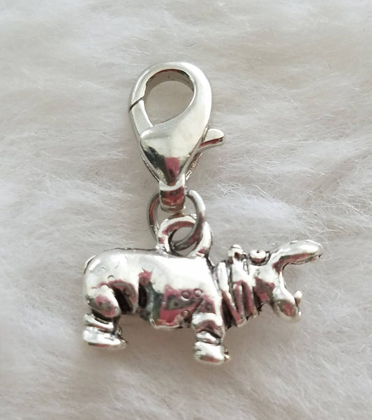 Hippopotamus Charm | Hippo Charm | Hippo Jewelry | Sterling Silver Plated Pewter | Jungle Jewelry