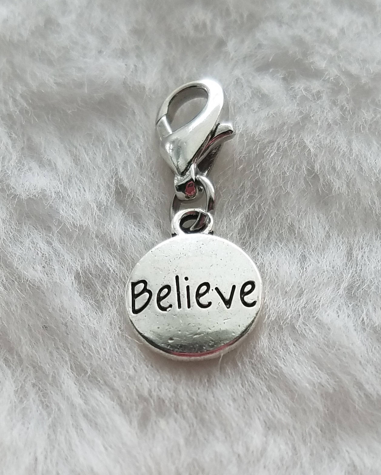 Believe Charm | Inspirational Charm | Confidence Charm | Believe Tag Charm | Clip On Charm | Faith Charm | Gift for Dreamer