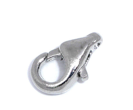 Silver Lobster Clasps (12mm x 7mm) | Two Finishes Shiny Silver or Silvertone |  Pack of 36 | Jewelry Findings |