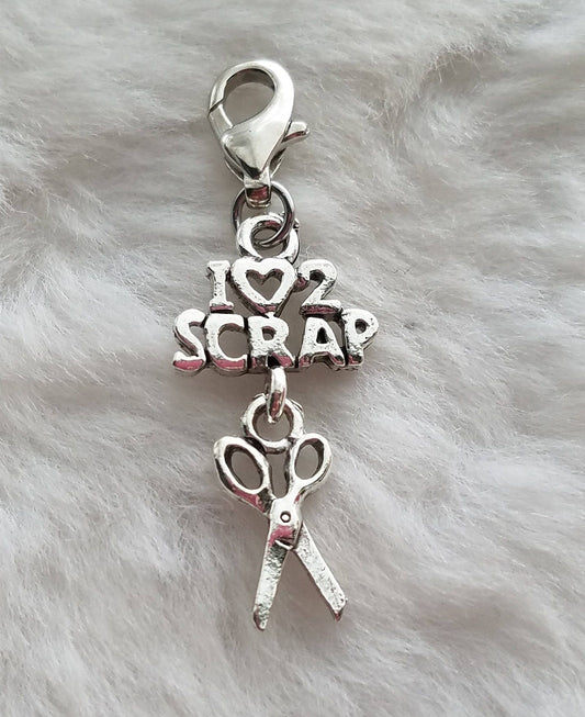 I Love to Scrap Charm | Sterling Silver Plated Pewter | Gift for Scrapbooker | Scrapbooking Jewelry