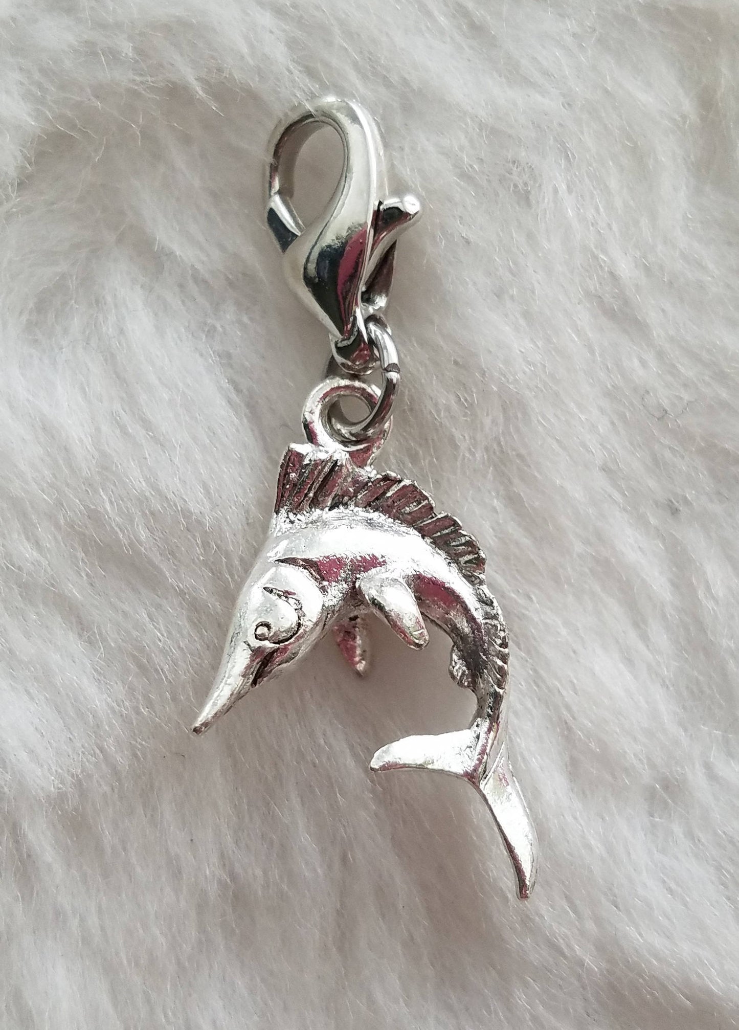 Blue Marlin Charm | Blue Marlin Fish Charm | Big Rock Charm | Big Rock Tournament | Sterling Silver Plated Pewter