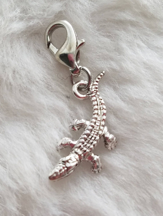 Alligator Charm | Crocodile Charm | Alligator Jewelry | Reptile Jewelry | Sterling Silver Plated Pewter