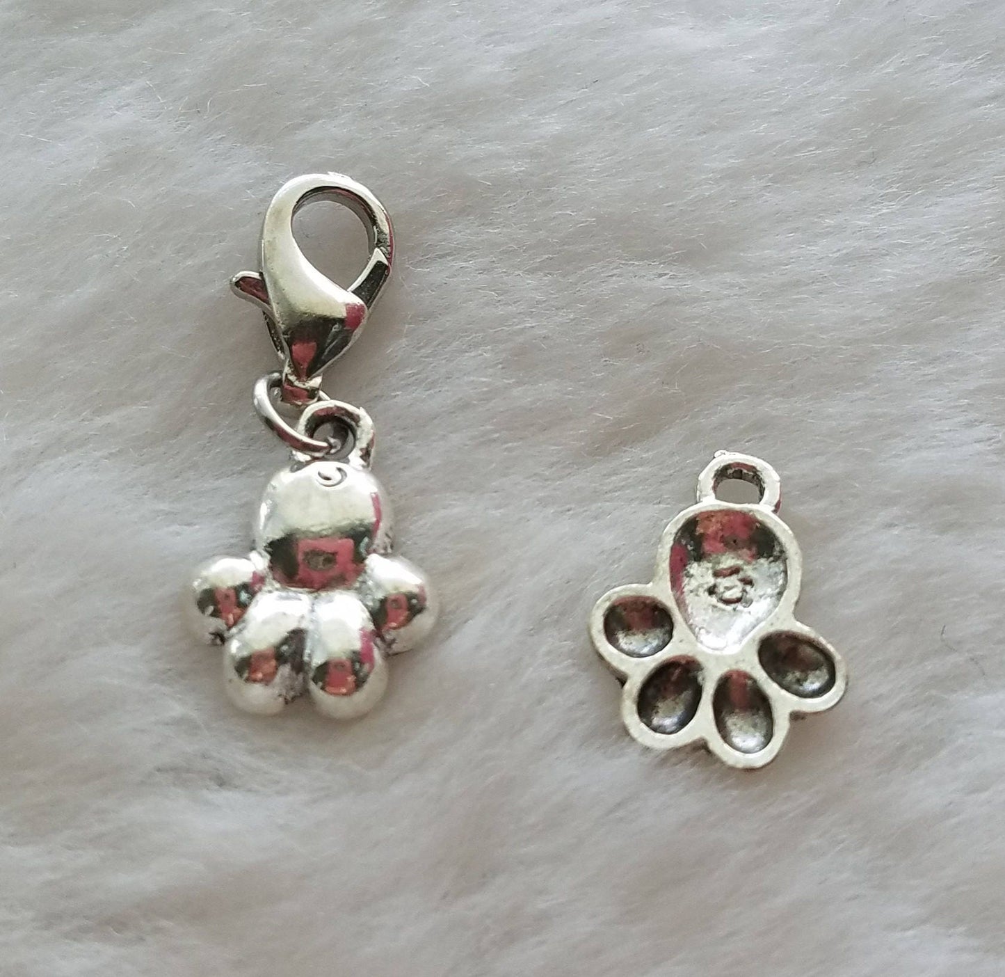 Paw Print Charm | Paw Print Jewelry | Paw Print Pendant | Rescue Dog Charm | Sterling Silver Plated Pewter