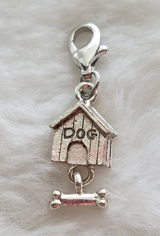 Dog House Charm | Dog Charm | Dog Mom Gift | Bone Charm  Sterling Silver Plated Pewter Charm