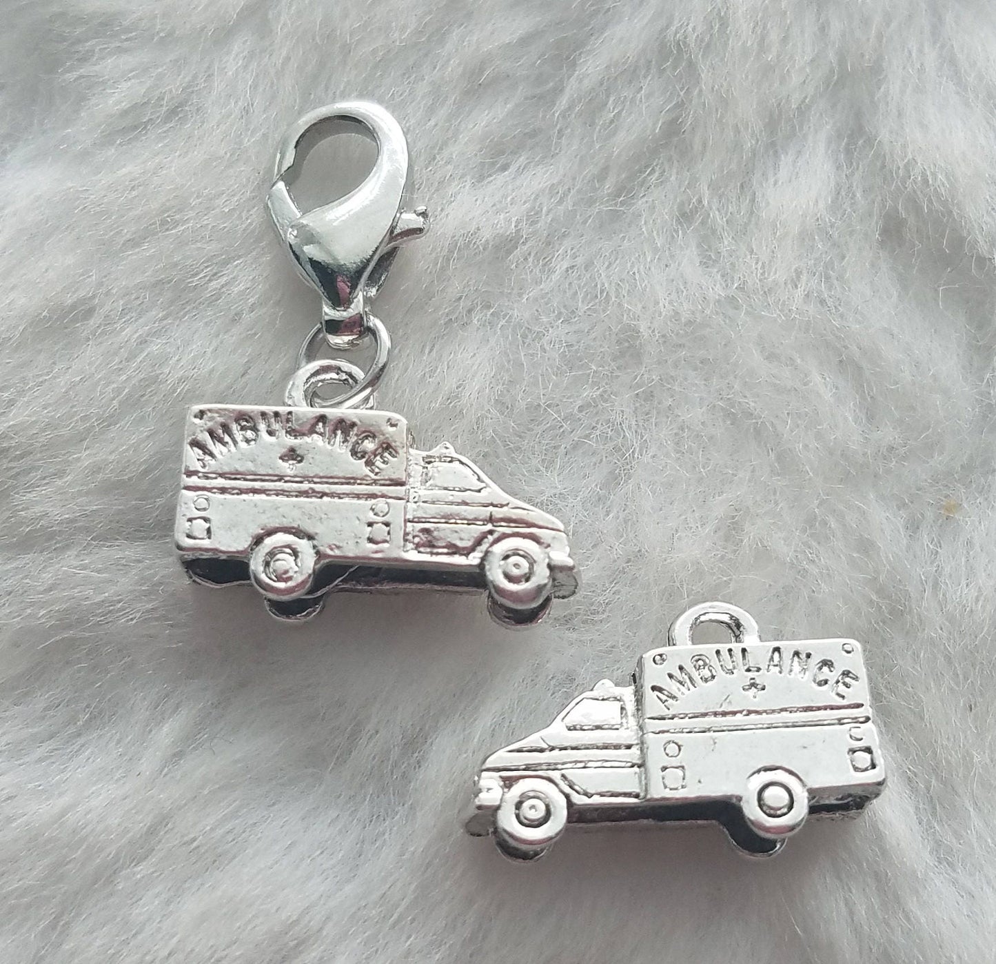 Ambulance Charm | Paramedic Gift | First Responder Gift | EMT Gift | Sterling Silver Plated Pewter