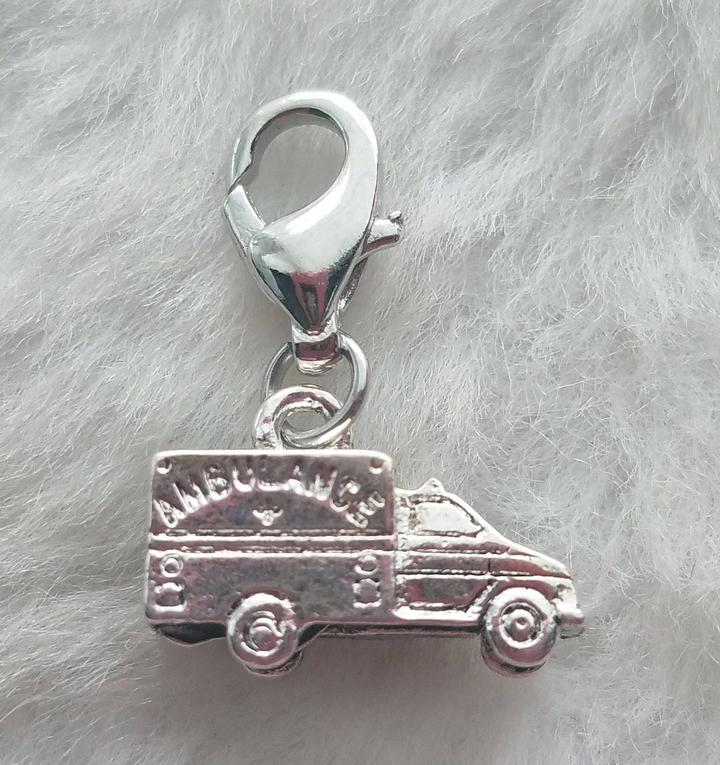 Ambulance Charm | Paramedic Gift | First Responder Gift | EMT Gift | Sterling Silver Plated Pewter