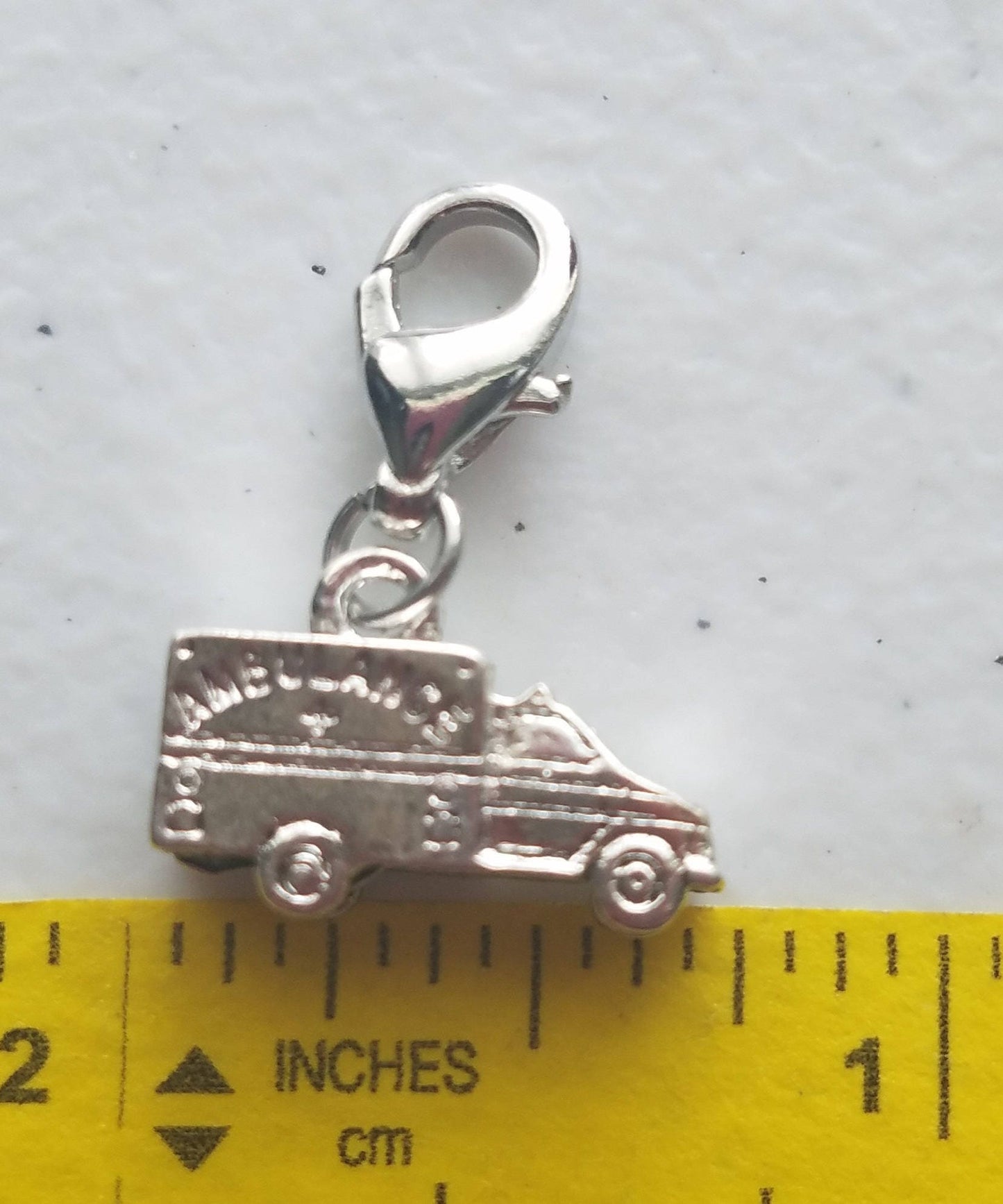 Ambulance Charm | Paramedic Gift | First Responder Gift | EMT Gift | Sterling Silver Plated Pewter