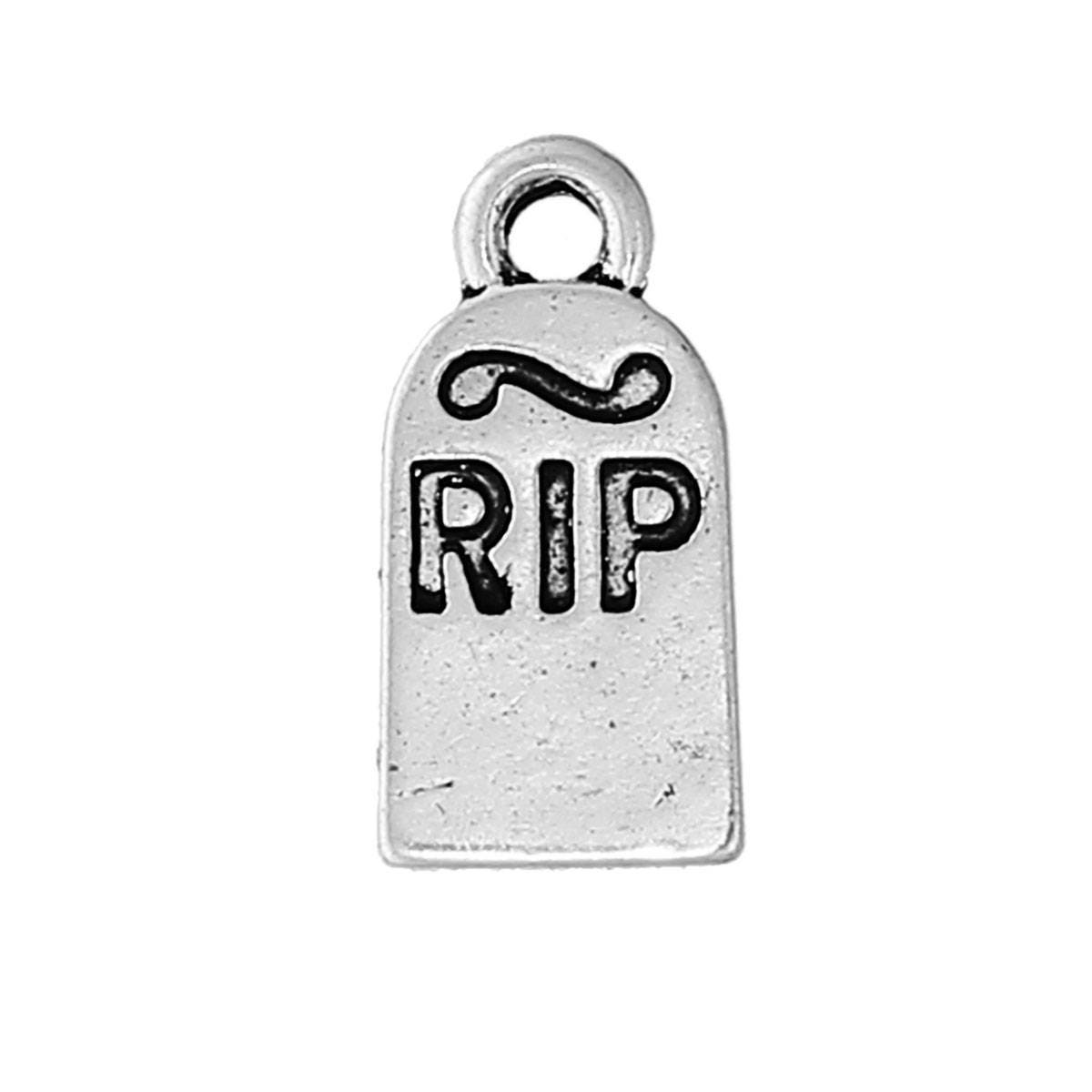 RIP Charm | Halloween Jewelry | Tombstone Charm | Grave Marker Charm | Scary Jewelry