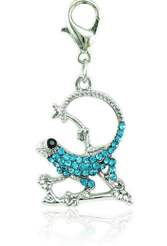 Lizard Charm | Aqua Gecko Charm | Lizard Jewelry | Gecko Jewelry | Rhinestone Lizard | Rhinestone Gecko