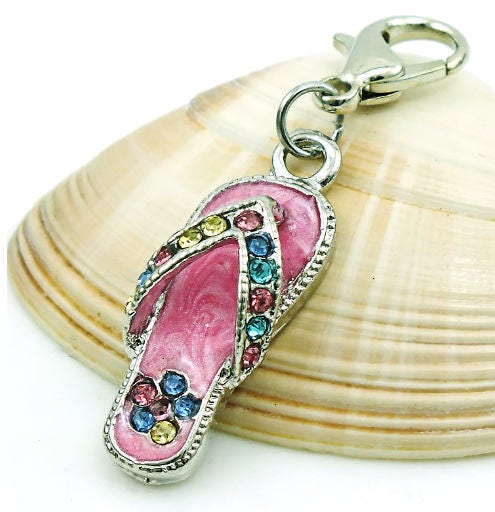 Rhinestone Flip Flop Charm | Flip Flop Jewelry | Flip Flop Pendant | Shoe Charm | Summer Charm | Beach Charm