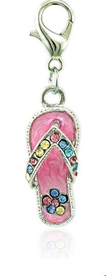 Rhinestone Flip Flop Charm | Flip Flop Jewelry | Flip Flop Pendant | Shoe Charm | Summer Charm | Beach Charm