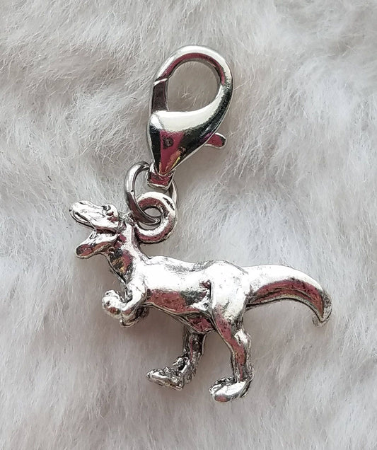 T Rex Charm | Dinosaur Charm | Sterling Silver Plated Pewter | Paleontologist Gift | Tyrannosaurus Rex Charm