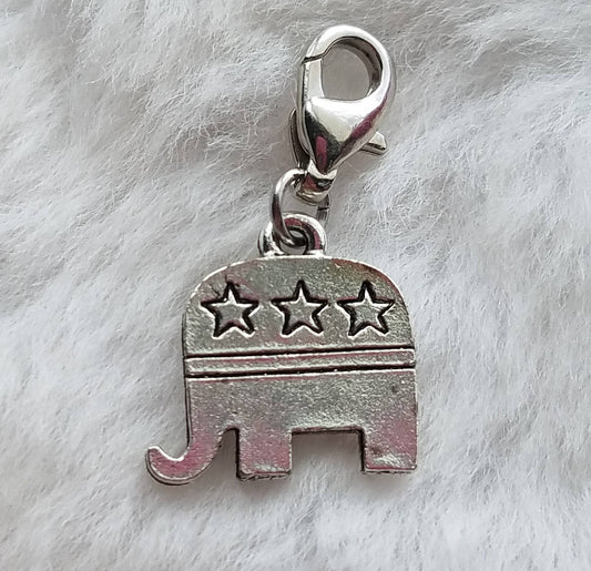 Republican Elephant Charm | Political Charm | Voter Charm | Sterling Silver Plated Pewter