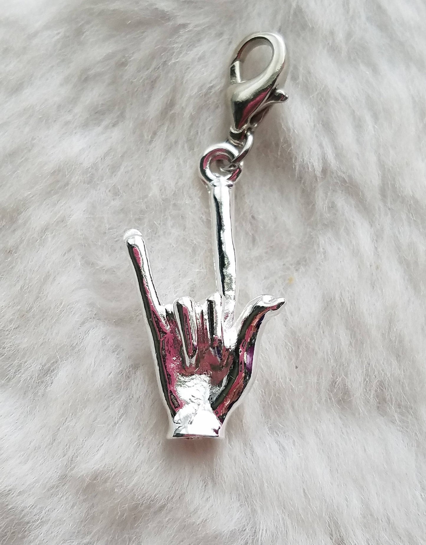 I Love You Charm (Larger Size) | ASL Charm | Love Charm | Sign Language Charm | Clip On Charm