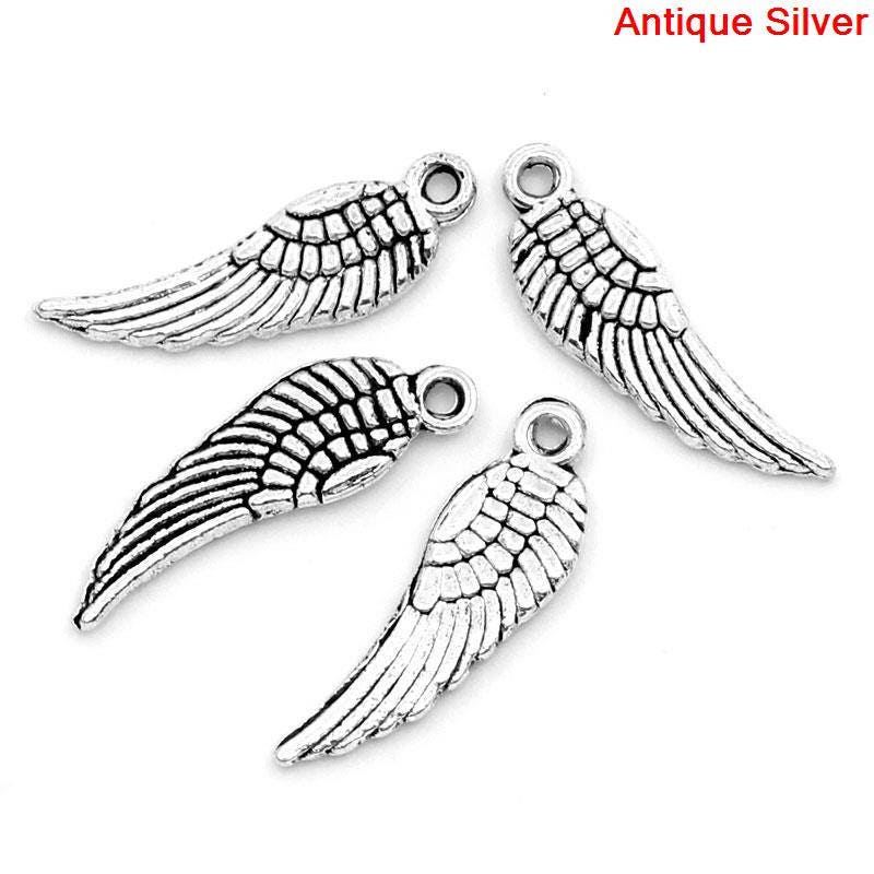 BULK Charms | Silver Wing Charms | Wholesale Charms | Pack of 50 Charms