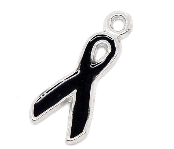 Black Ribbon Charm | Black Awareness Ribbon | Mourning Charm | Melanoma Charm