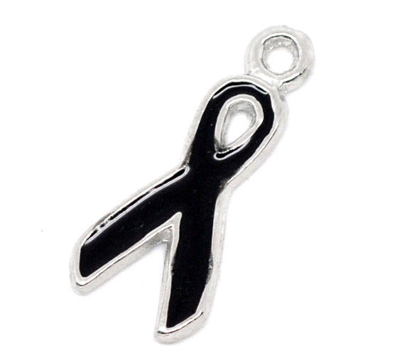 BULK Black Ribbon Charms | Black Awareness Ribbon | Wholesale Charms | Pack of 20 Charms