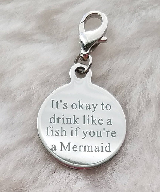 Drink Like a Fish Charm | Mermaid Charm | Mermaid Jewelry | Mermaid Pendant